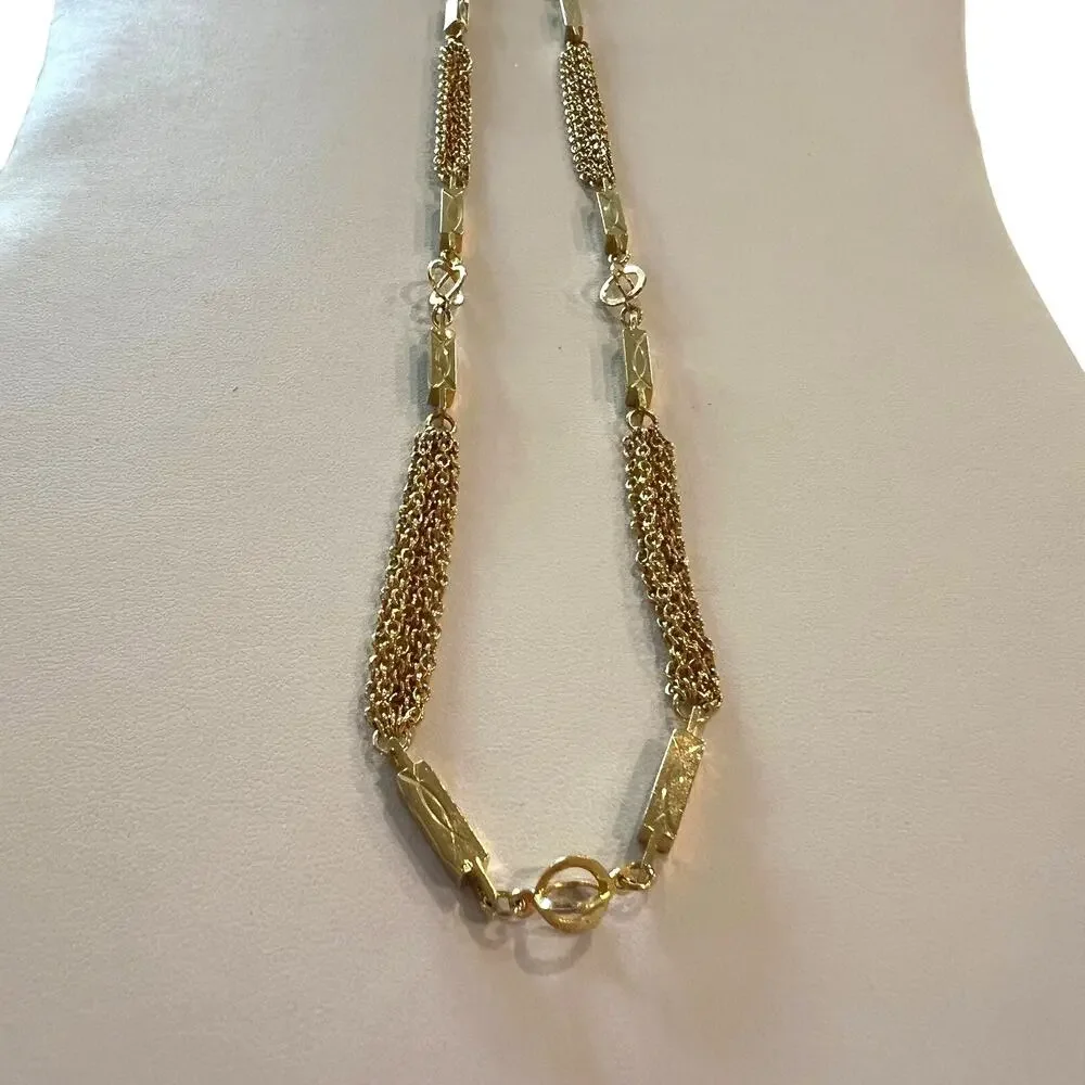 Vintage Gold Tone Delicate Multistrand Chain Necklace 24 Inch